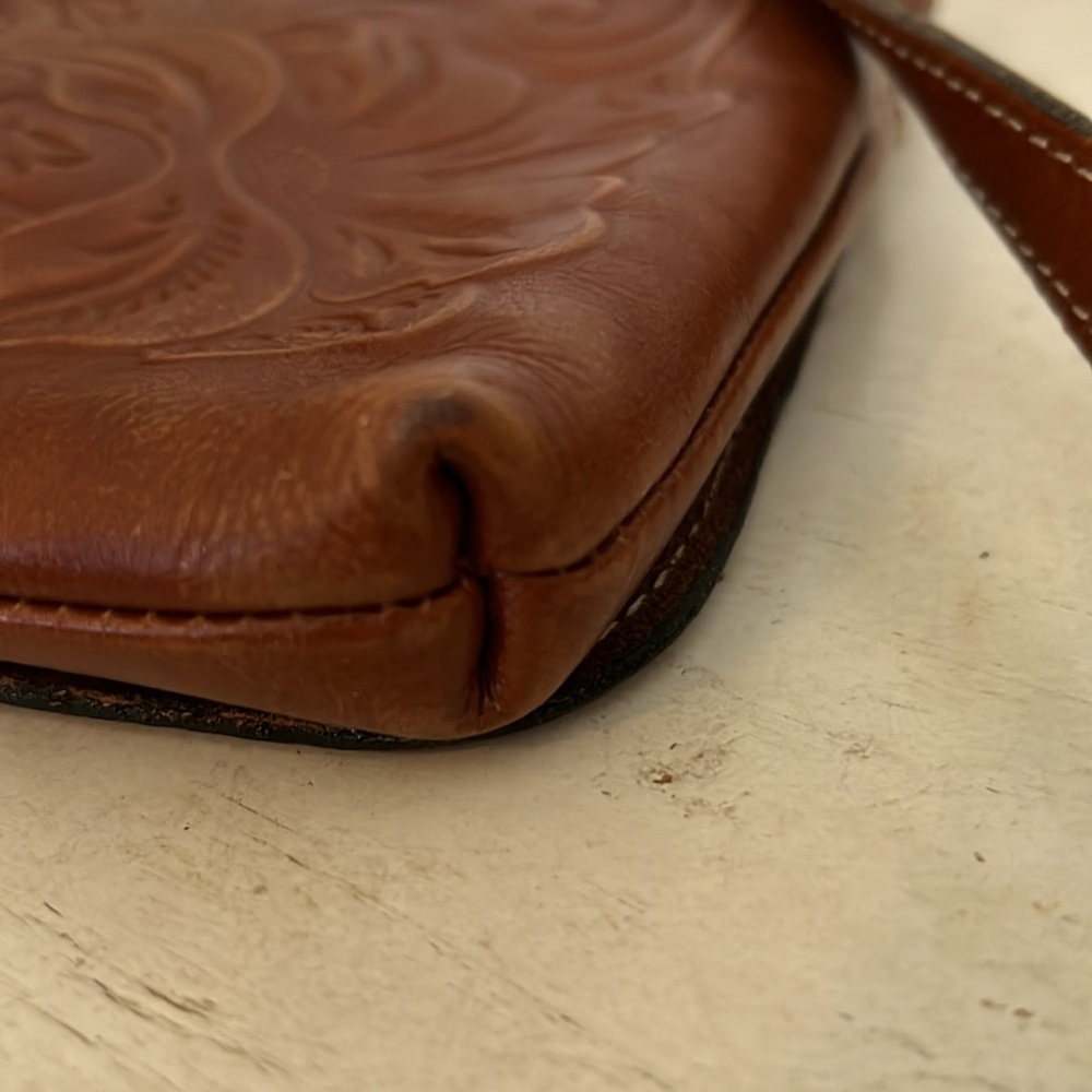 Patricia Nash Floral Tooled Leather Granada Crossbody Flap Bag (Brown) - Picture 4 of 10